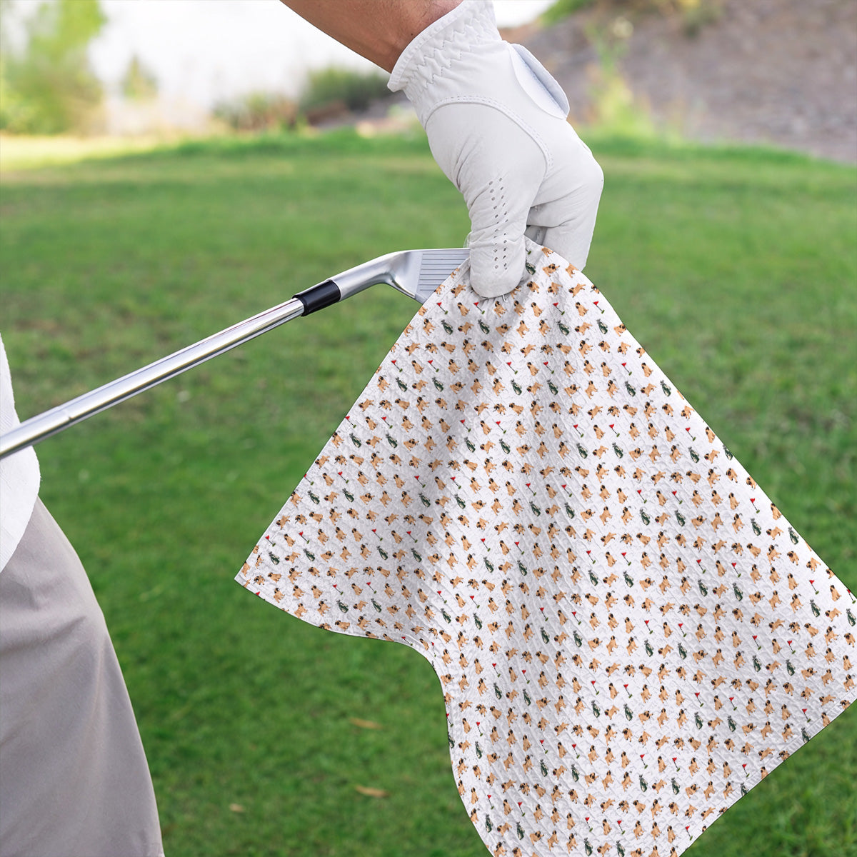 For Dog Lovers Crazy Pug Golf Towels, Pug Pattern Golf Towel, Golf Gift For Golfers