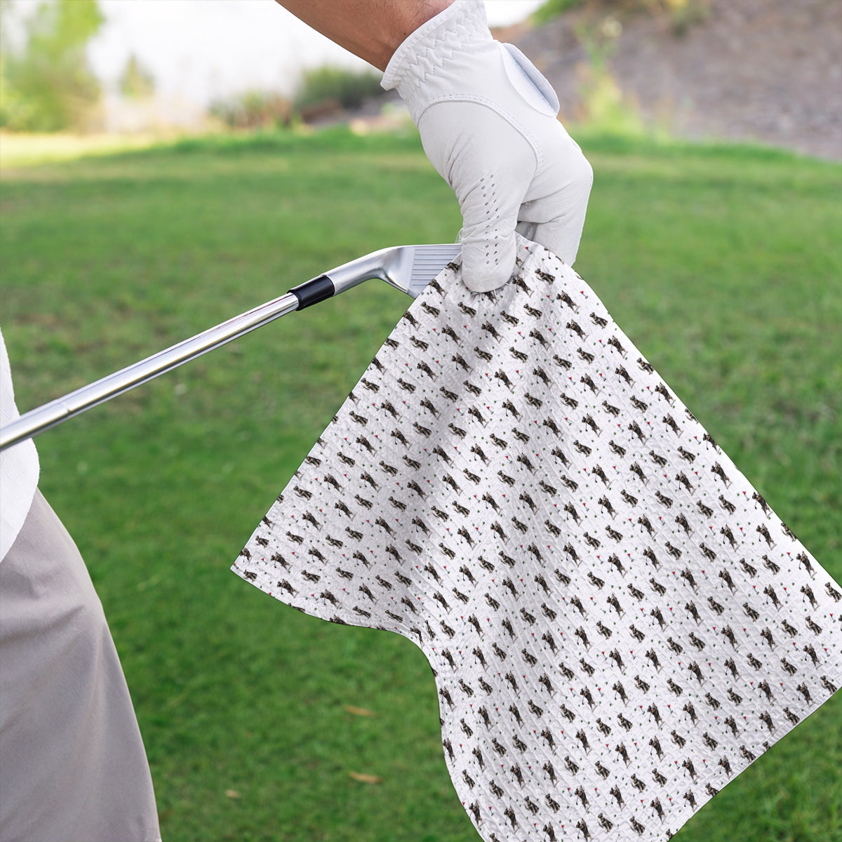 Miniature Schnauzer Golf Towels, Funny Schnauzer Pattern Golf Towel, Dog Lover Gift For Golfers