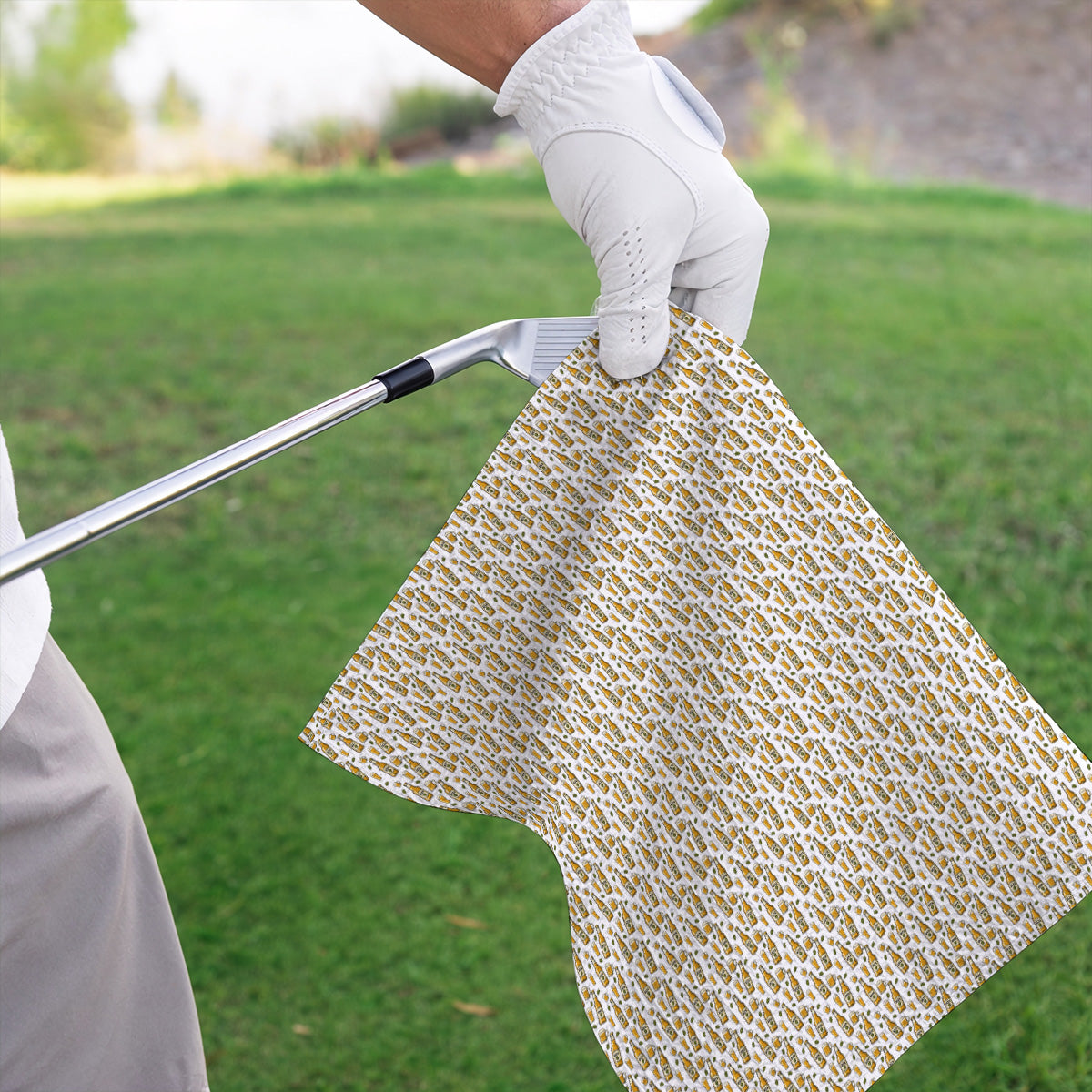 Beer Pattern Golf Towel, Funny Beer Golf Towels, Golf Gift For Beer Lovers