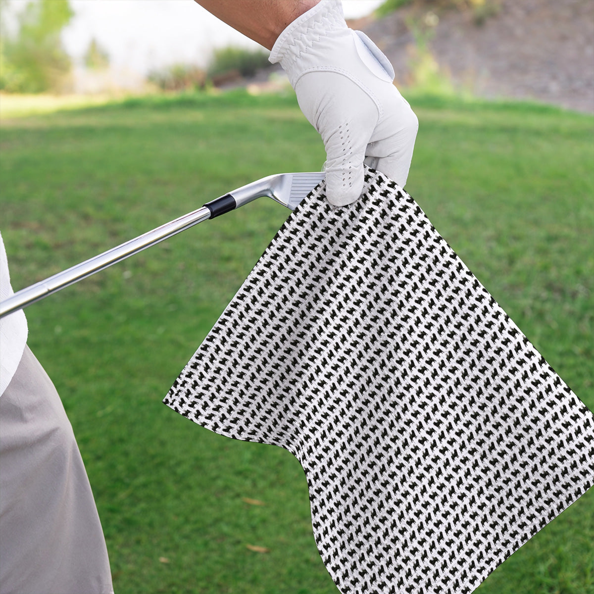 Black Pug Pattern Golf Towels, Funny Pug Golf Towel, Golf Gift For Golfer