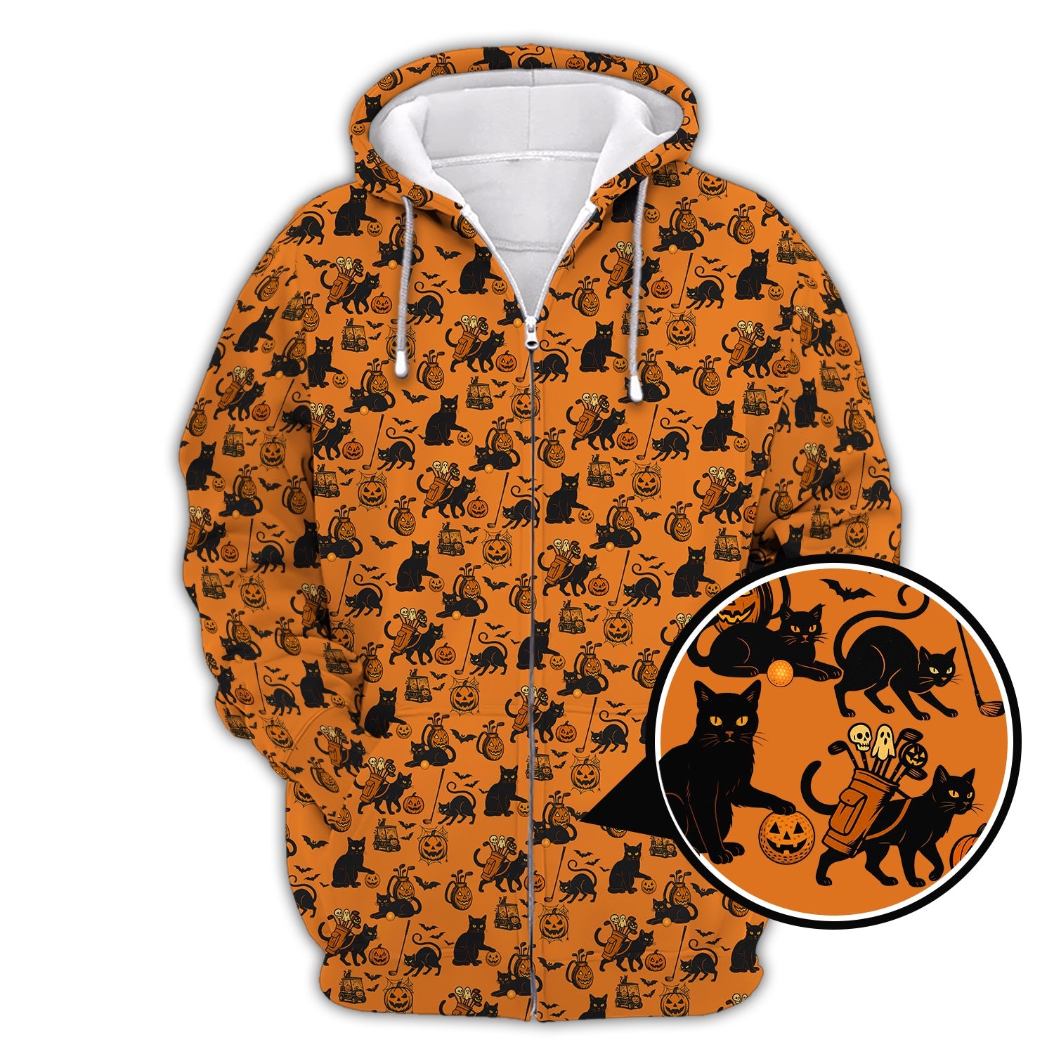 Funny Pattern Golf Shirt, Cat Golf Shirt For Golfer, Halloween Golf Shirt