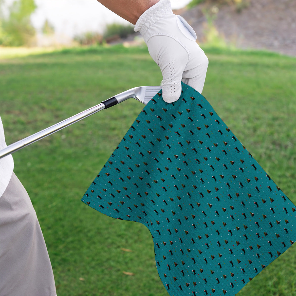 Black Cat Christmas Golf Towels, Funny Cat Pattern Golf Towel, Xmas Golf Gift for Golfers