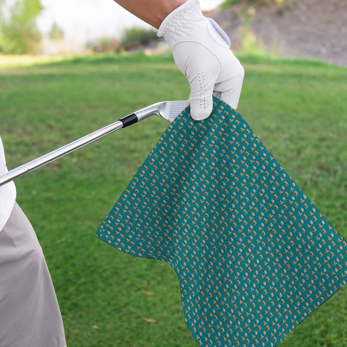 Crazy Orange Cat Golf Towels, Ginger Cat Playing Golf Pattern Golf Towel, Unique Golf Gift for Cat Lovers