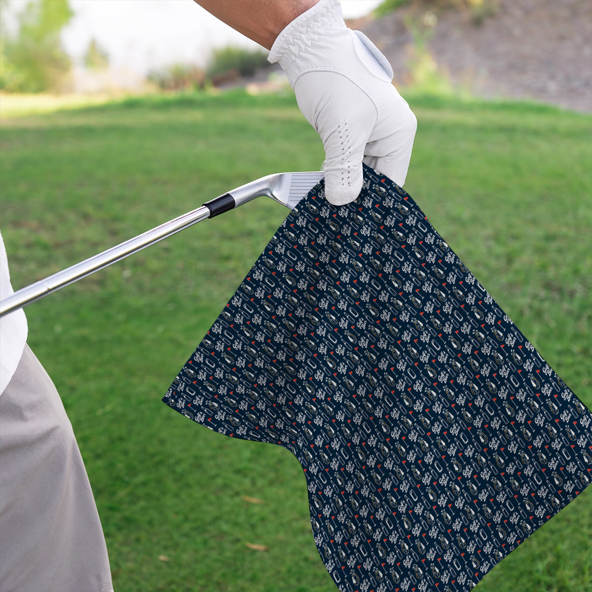 Crazy Golf & Beer Towels, Golf Bag And Beer Bottle Pattern Golf Towel, Golf Gift For Beer Lovers