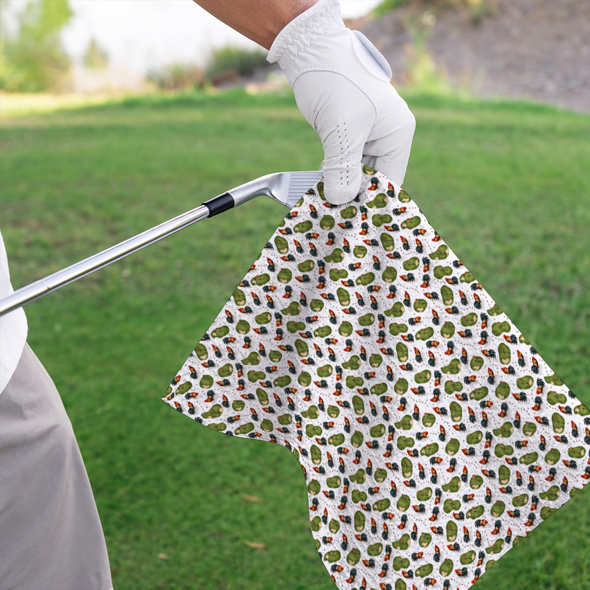 Vintage Rooster Golf Towels, Chicken Pattern Golf Towel For Rooster Lovers, Golf Gift For Golfers
