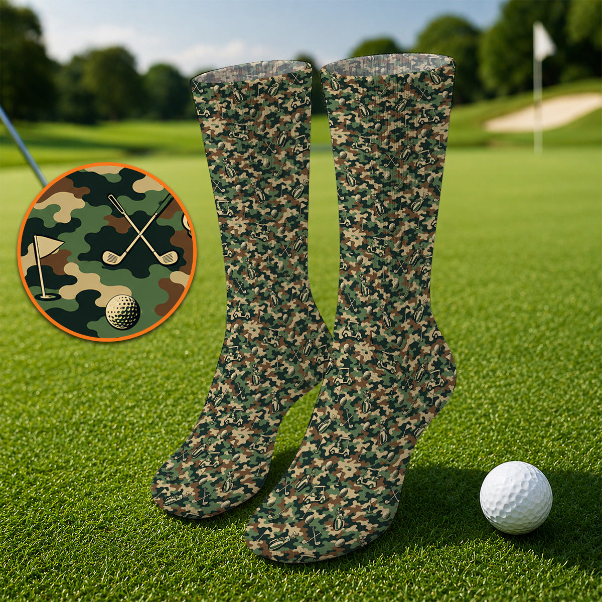 Veteran Golf Socks, Camo Pattern Golf Sock, Crazy Golf Gift For Golfers