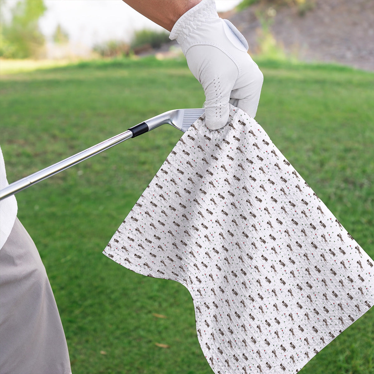 Crazy Pointer Pattern Golf Towel, German Shorthaired Pointer Golf Towels, Golf Gift For Golfer