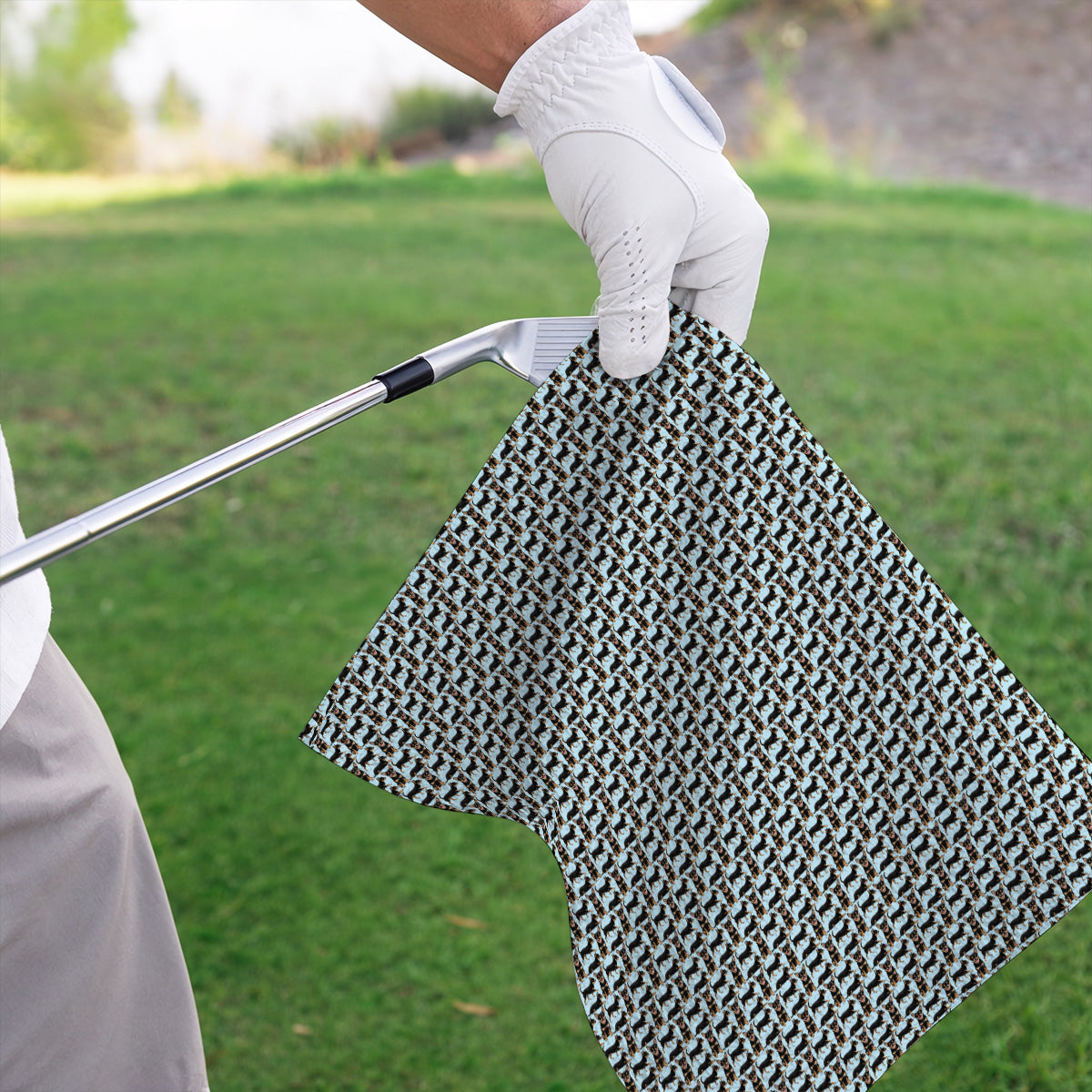 Funny Black Chihuahua Golf Towel, Cute Chihuahua Golf Pattern Towels, Dog Lovers Golf Gift For Golfer