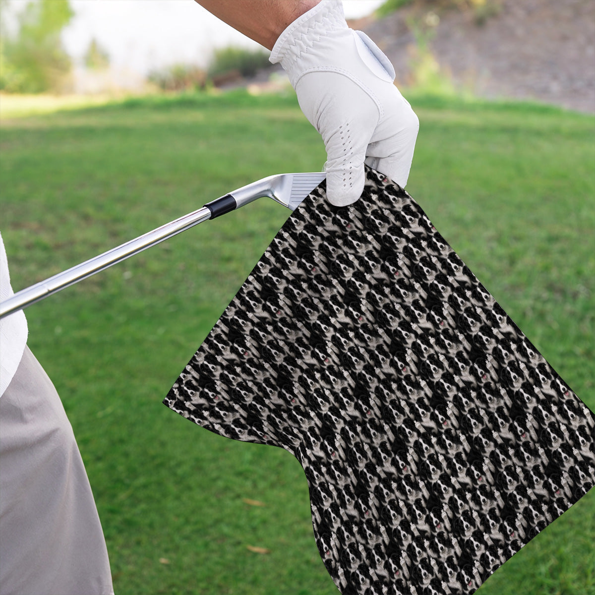 Crayzy Border Collie Golf Towel, Border Collie Pattern Golf Towels for Golfer, Dog Lovers Golf Gift