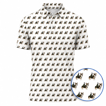 Funny Corgi Golf Polos, Corgi Pattern Golf Shirt for Golfer, Crazy Golf Gift for Dog Lovers