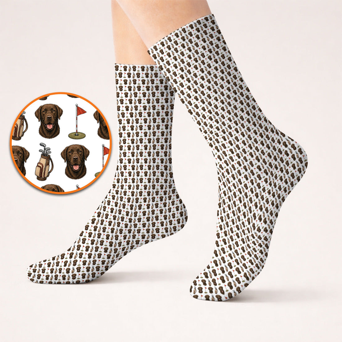 Chocolate Labrador Retriever Golf Sock, Funny Chocolate Lab Pattern Golf Socks, Dog Lover Golf Shirt