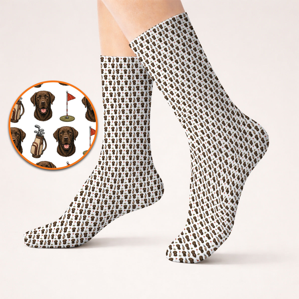 Chocolate Labrador Retriever Golf Sock, Funny Chocolate Lab Pattern Golf Socks, Dog Lover Golf Shirt