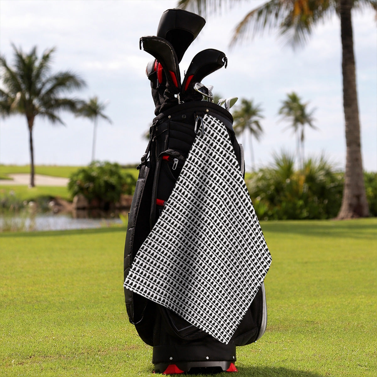 Black Persian Cat Golf Towel, Cute Black Persian Pattern Golf Towels, Golf Gift for Cat Lovers