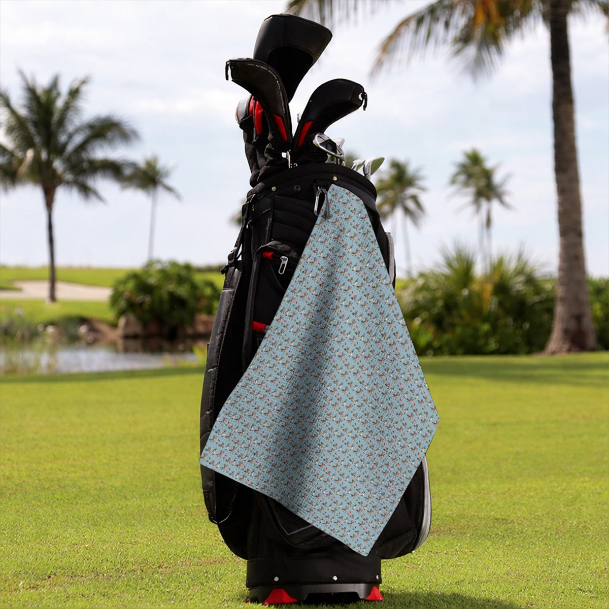 Raccoon Golf Pattern Towels, Funny Raccoon Golf Towel, Woodland Golf Gift For Golfers