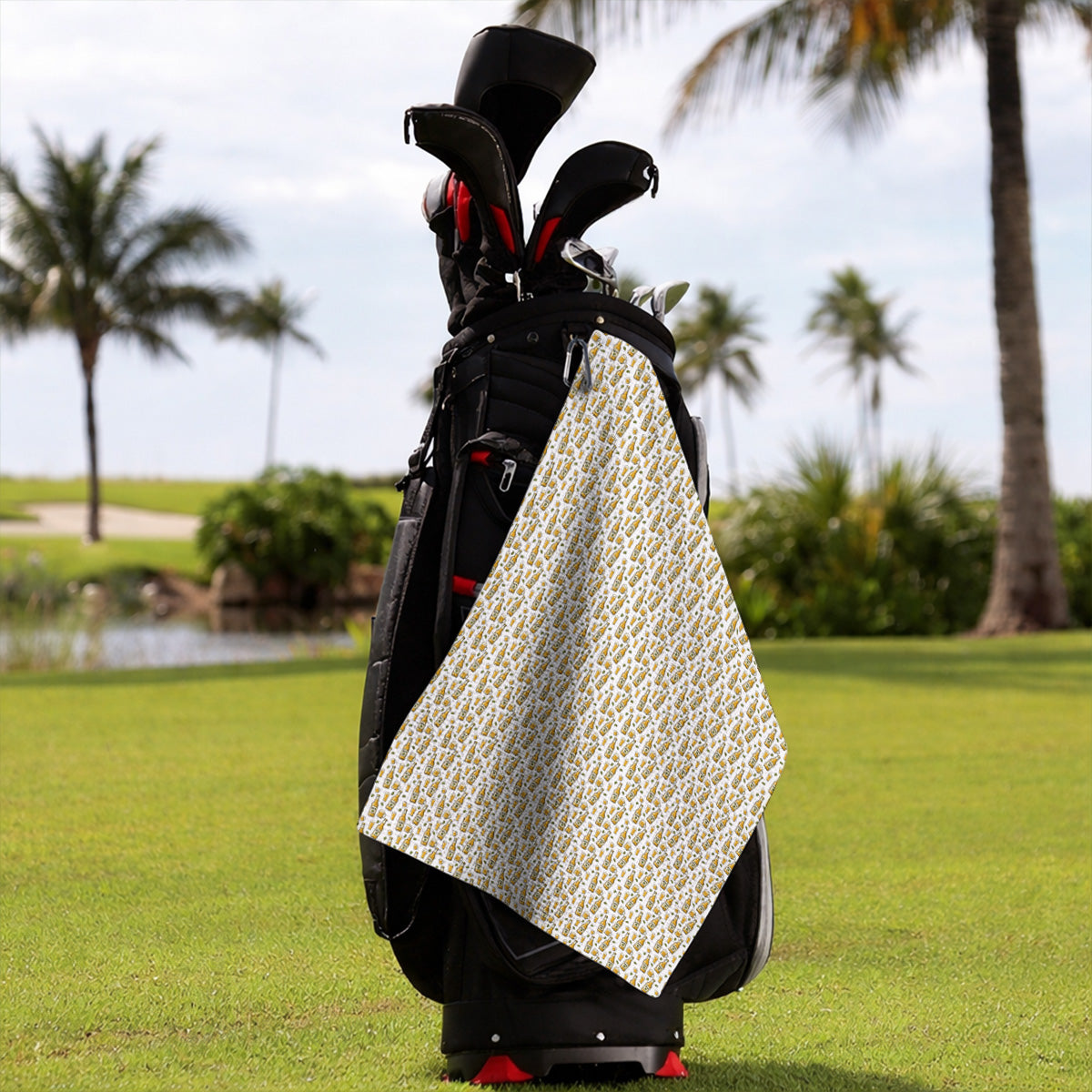 Beer Pattern Golf Towel, Funny Beer Golf Towels, Golf Gift For Beer Lovers
