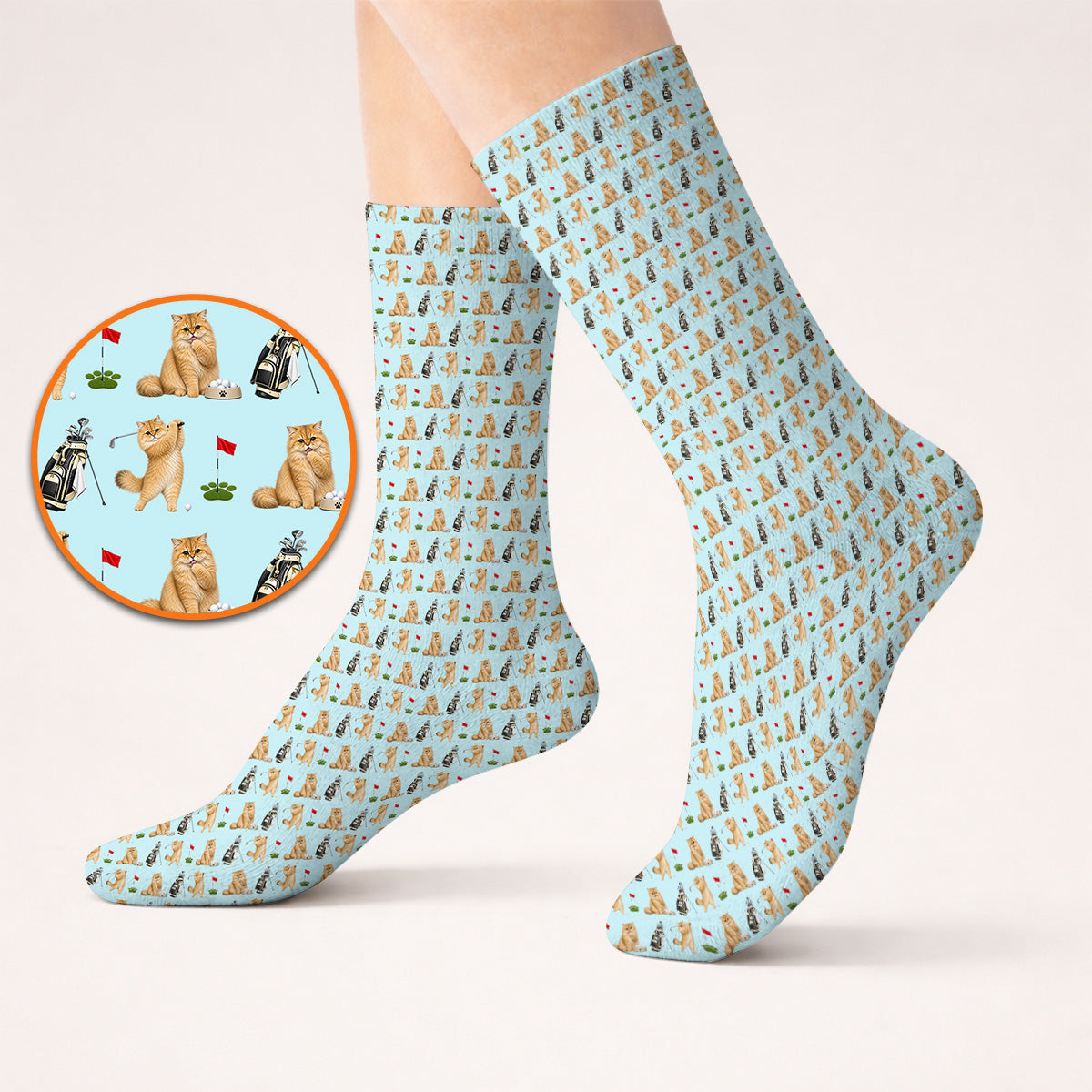 Golden British Longhair Golf Socks, Cute Golden British Longhair Pattern Golf Sock, Golf Gift for Cat Lovers