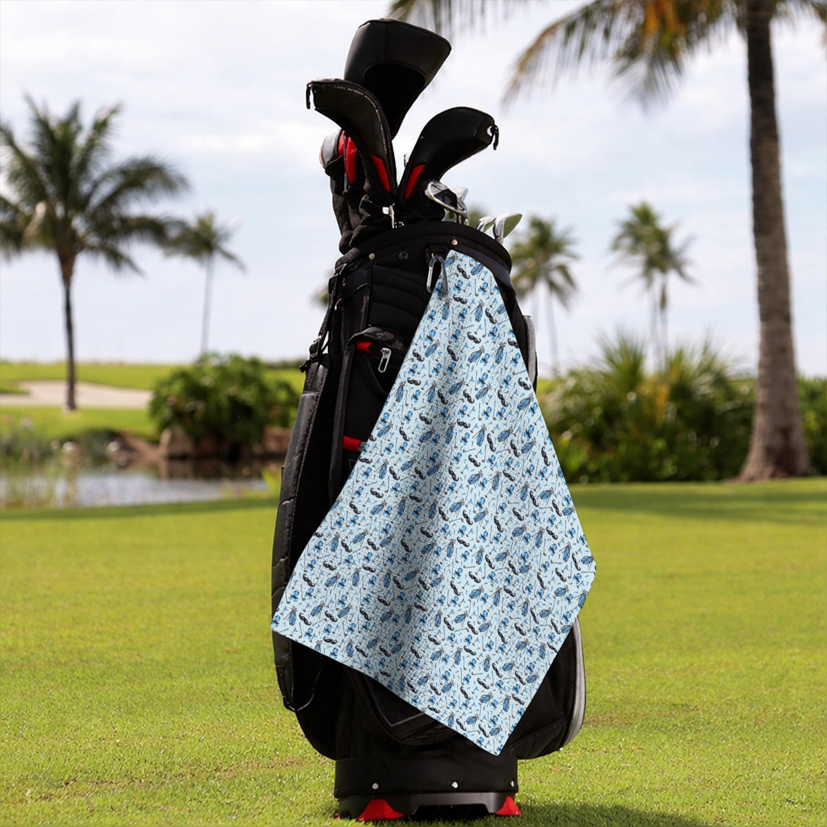 Prostate Cancer Golf Towels, Blue Ribbon Pattern Golf Towel, Crazy Golf Gift For Golfers