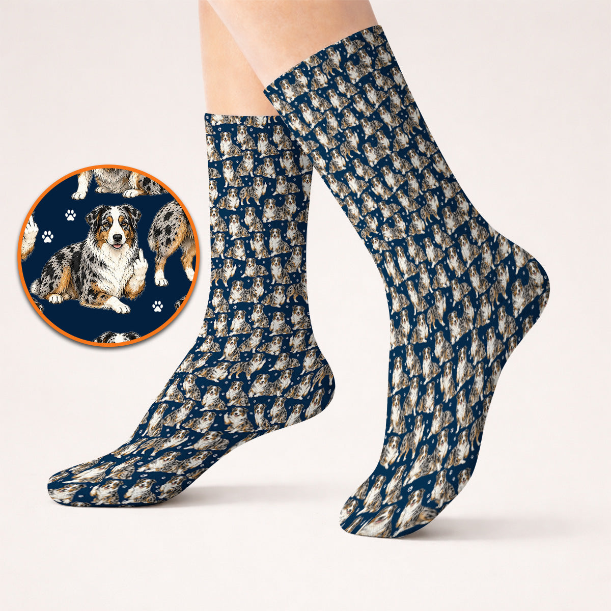 Australian Shepherd Golf Sock, Funny Blue Merle Aussie Pattern Golf Socks, Golf Gift For Golfer