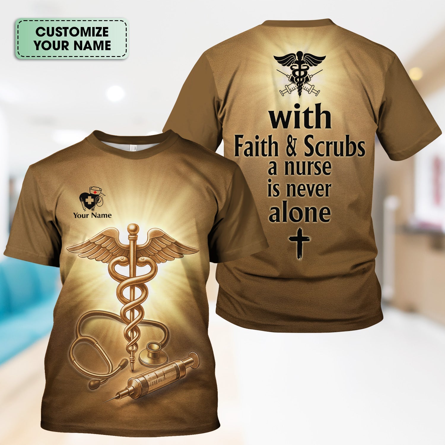 Custom Faith Nurse Shirt with Medical Cross - Inspirational Christian Nurse Graphic Tee - Gift for RN, CNA, LPN, Healthcare Worker
