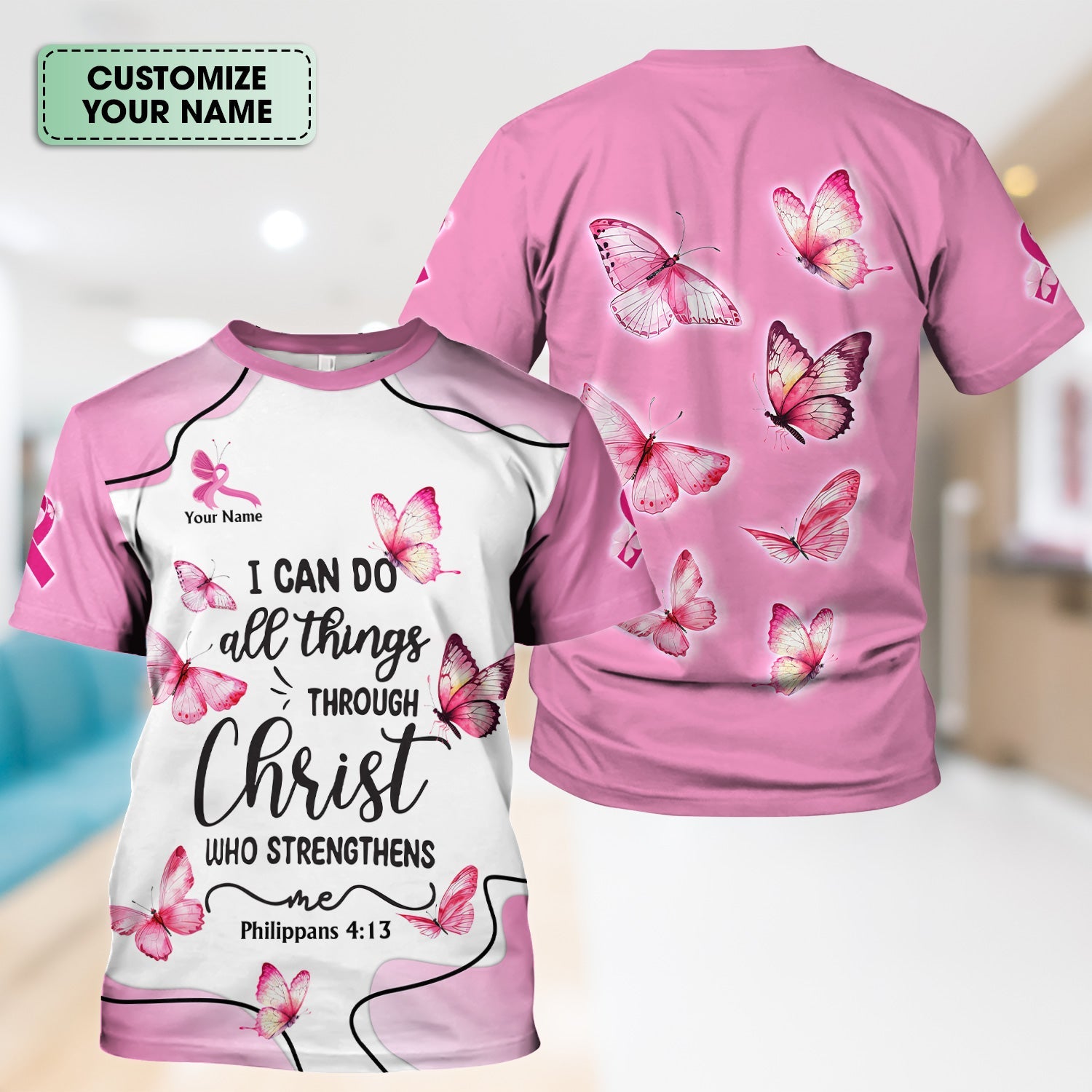 Personalized Christian Nurse Shirt - Faith Jesus Strength Religious Bible Verse Tee - Gift for RN LPN CNA Healthcare Workers
