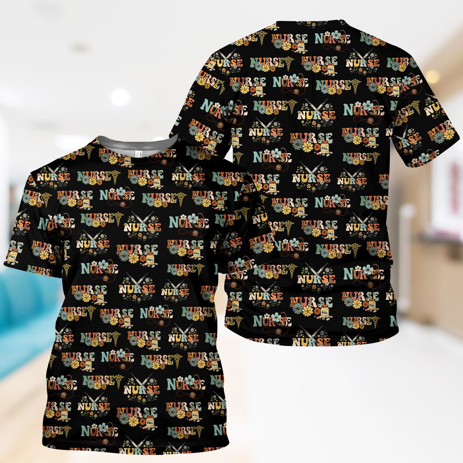 Custom Nurse Shirt for Women - Funny Medical Stethoscope Flowers Tee - Gift for RN LPN CNA