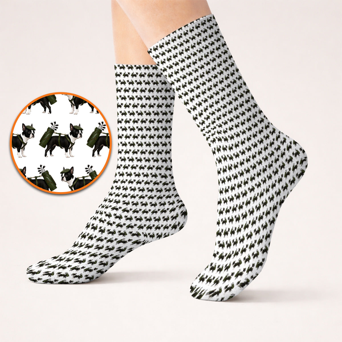 Crazy Boston Terrier Pattern Golf Socks, Boston Terrier Golf Sock, Golf Gift For Golfer