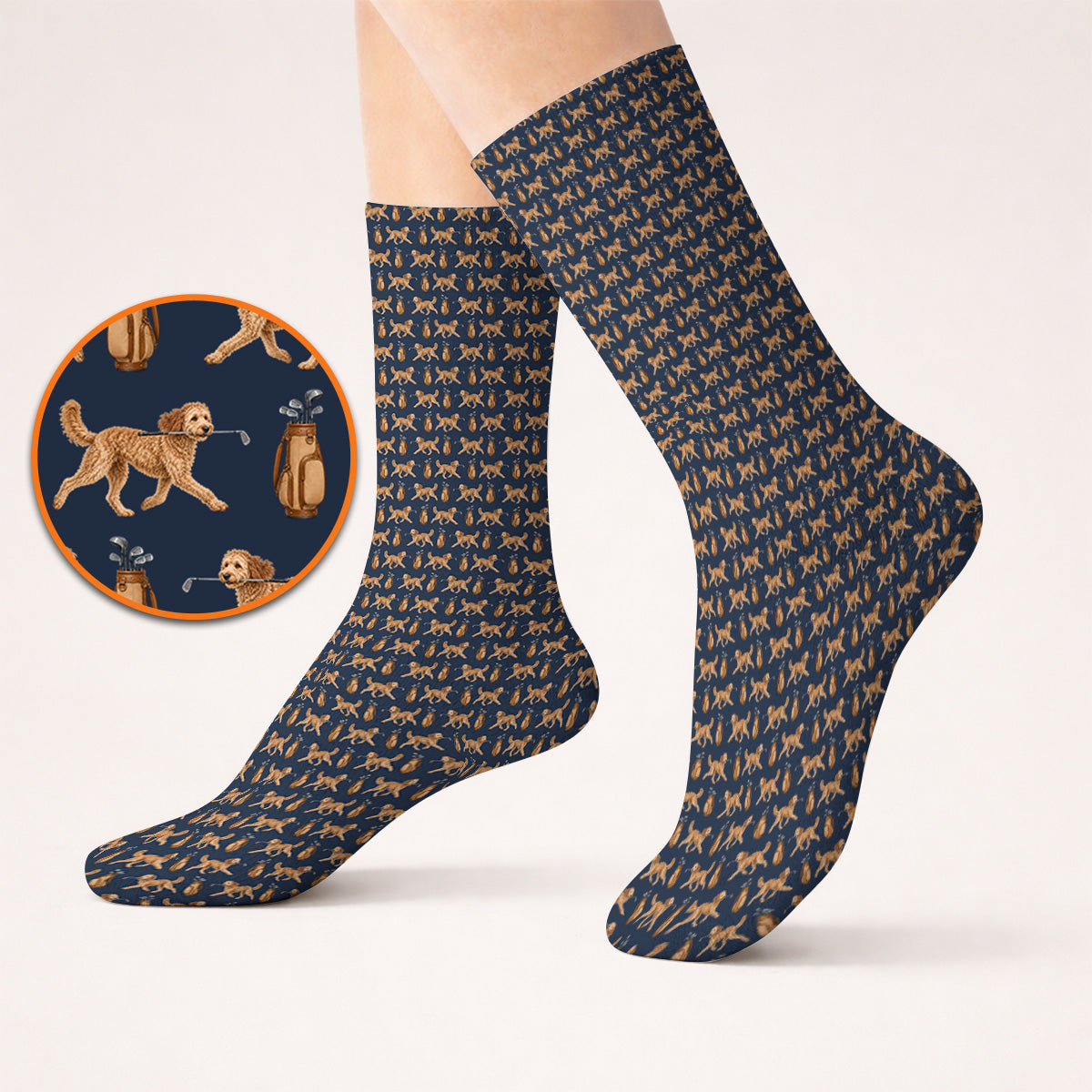 Goldendoodle Golf Socks, Doodle Dog Pattern Golf Sock, Funny Golf Gift For Dog Lovers