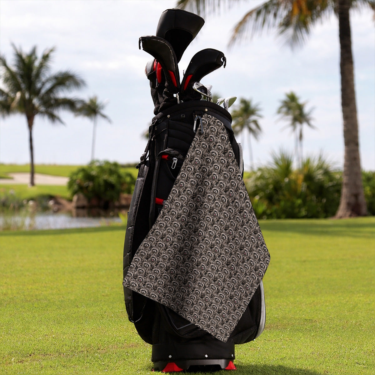 Raccoon Golf Pattern Towels, Crazy Raccoon Golf Towel, Golf Gift for Golfer