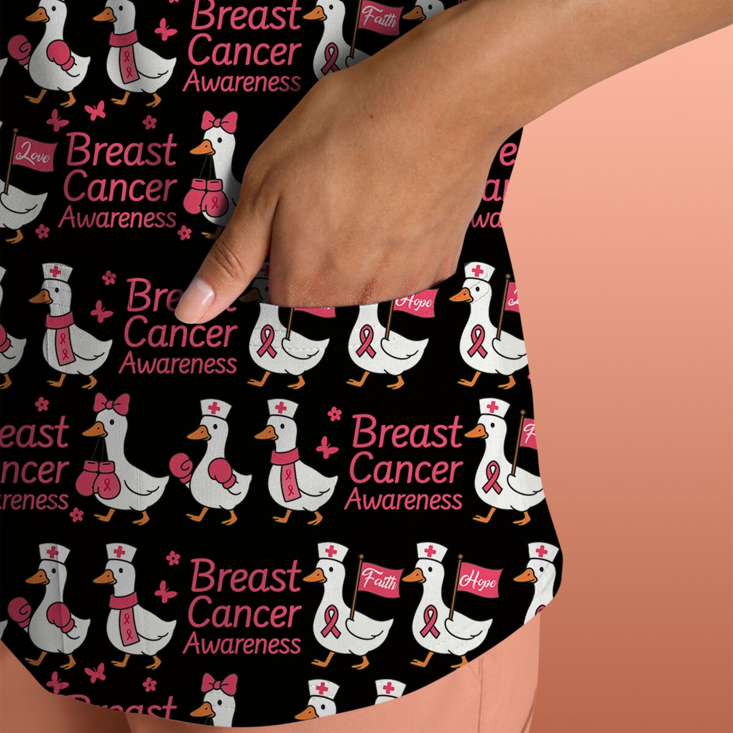 Pink Ribbon Breast Cancer Awareness Shirt - Funny Graphic Tee For Nurse - CNA RN LPN Gift