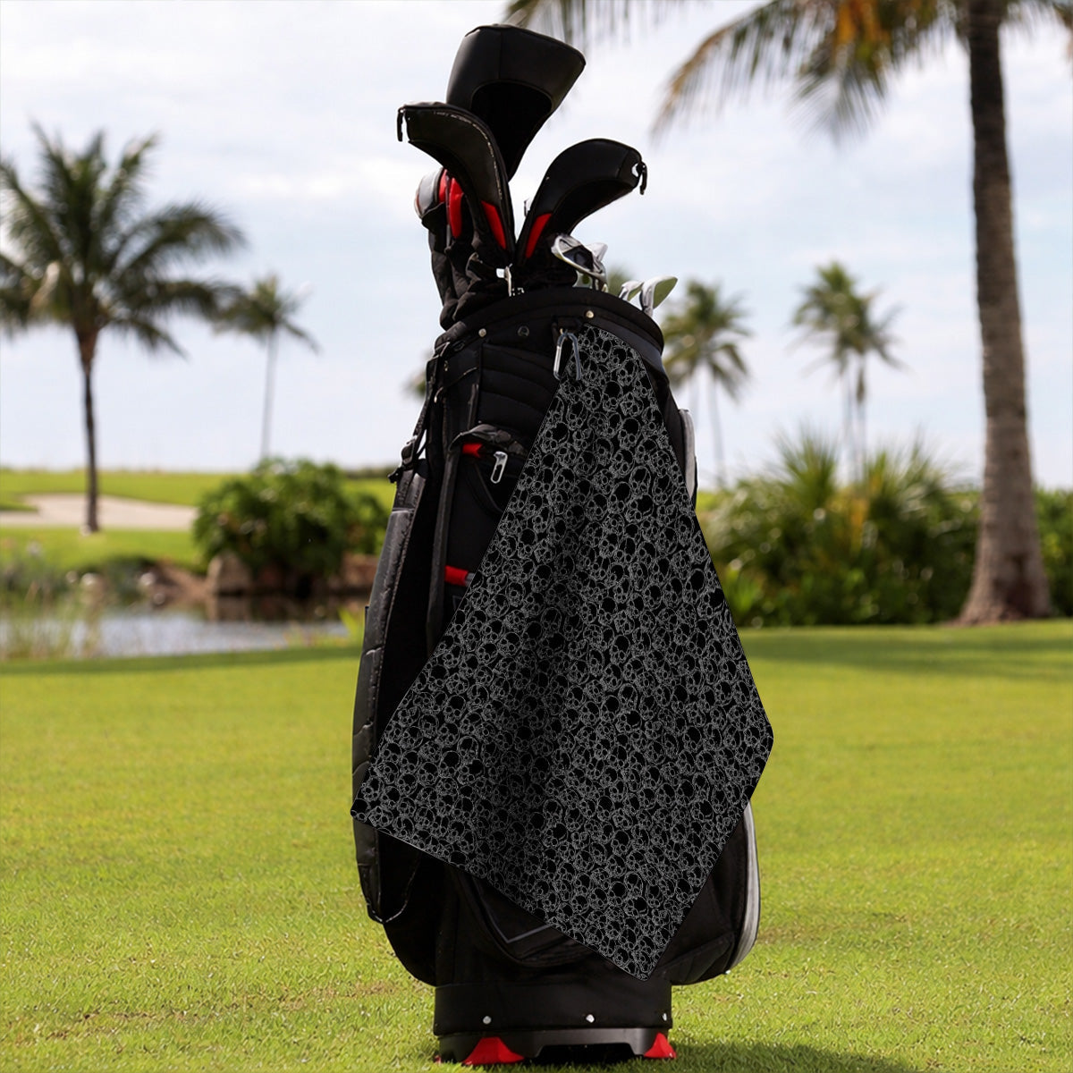 Skull Pattern Golf Towel, Skeleton Print Golf Towels, Unique Golf Gift For Golfer