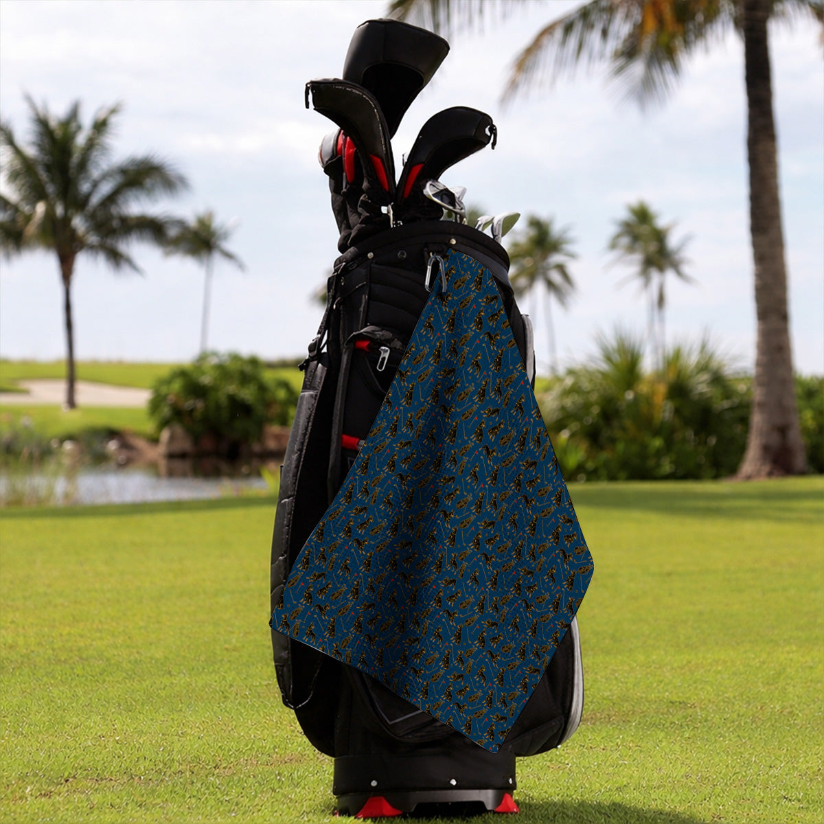 Crazy Doberman Golf Towel, Doberman Pattern Golf Towels, Golf Gift For Golfer