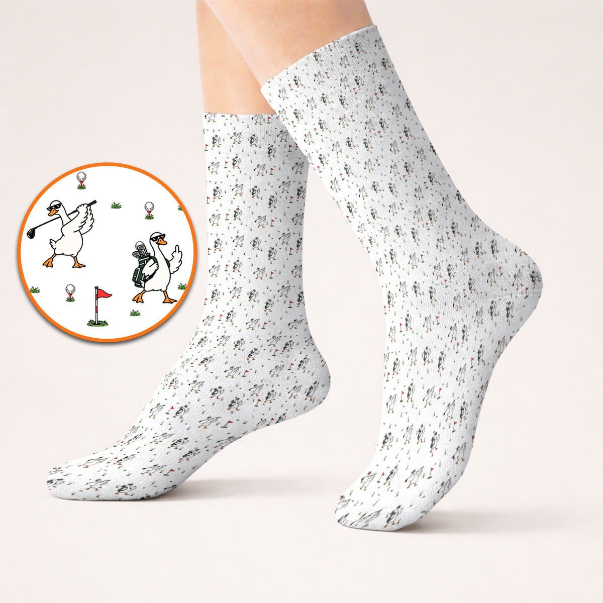 Crazy Goose Golf Socks, Goose Golf Pattern Sock, Unique Golf Gift for Golfers