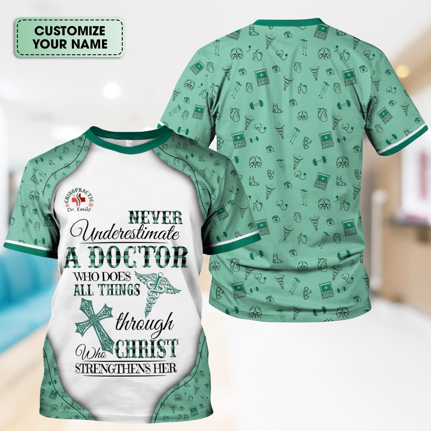 Custom Christian Nurse Shirt - All Things Through Christ Graphic Tee - Gift for Women Doctors & Medical Professionals