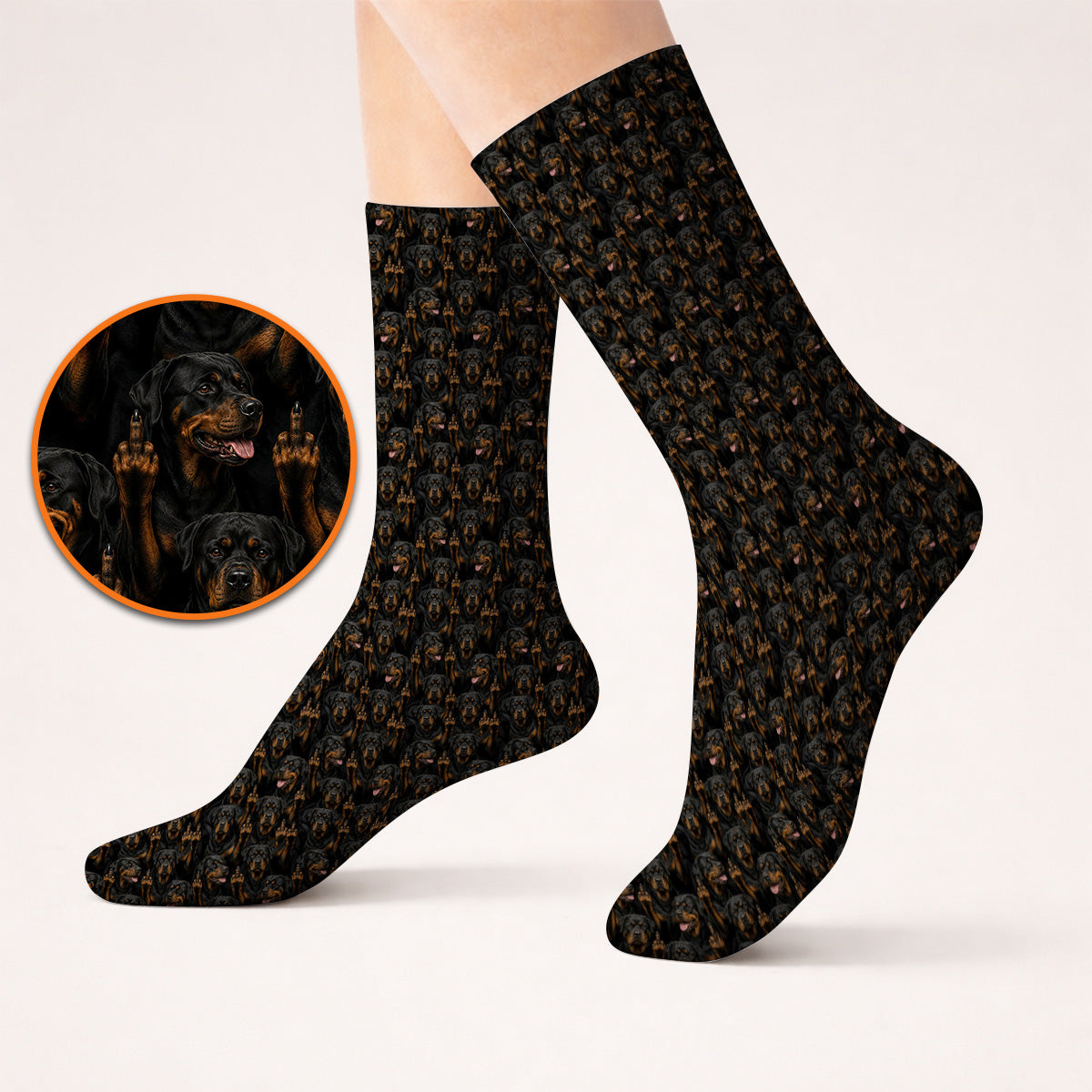 Rottweiler Middle Finger Golf Socks, Funny Rottweiler Pattern Golf Sock, Golf Gift For Golfer