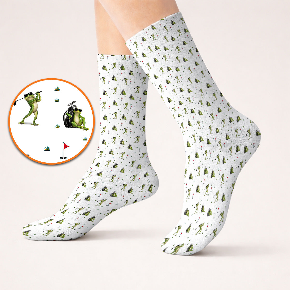 Cool Frog Golf Socks, Frog Golf Pattern Sock, Funny Golf Gift For Golfer