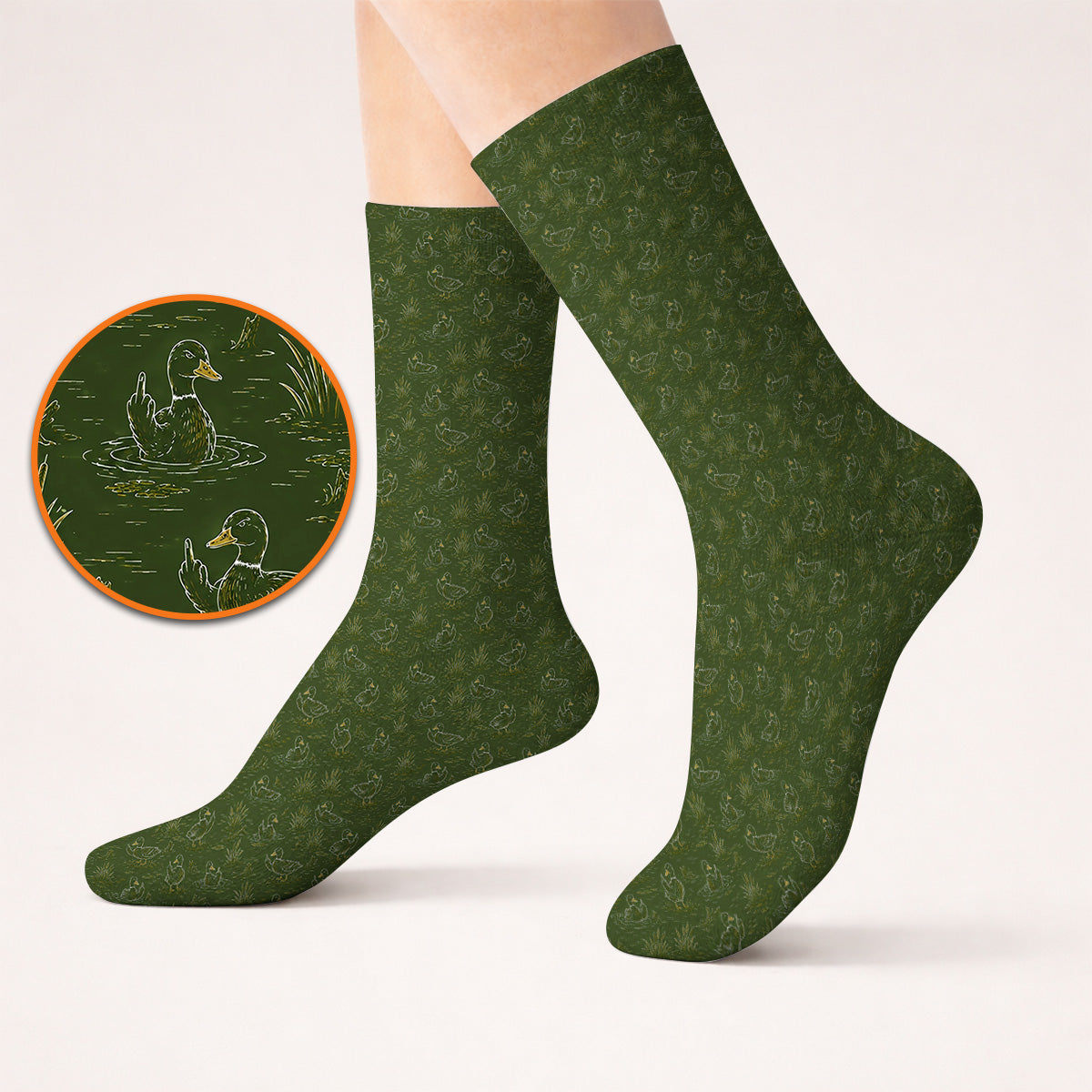 Funny Duck Hunting Golf Socks, Vintage Waterfowl Pattern Golf Sock, Golf Gift For Golfer