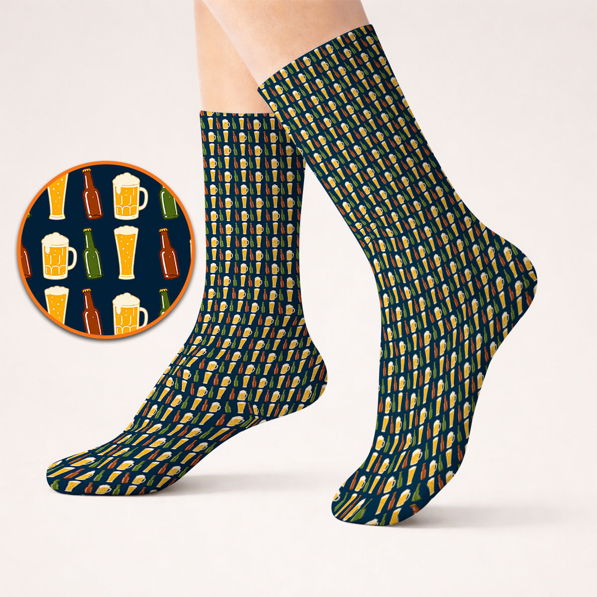 Beer Bottles Golf Socks, Vintage Beer Pattern Golf Sock, Funny Golf Gift For Golfer