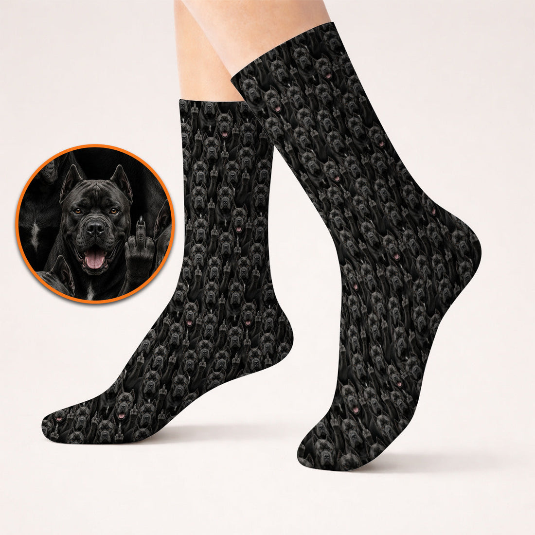 Funny Cane Corso Pattern Golf Sock, Black Cane Corso Golf Socks for Golfer, Golf Gift for Dog Lovers