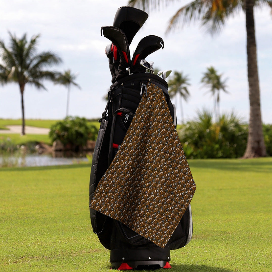 Boxer Middle Finger Golf Towel, Funny Boxer Pattern Golf Towels for Golfer, Golf Gift for Dog Lovers