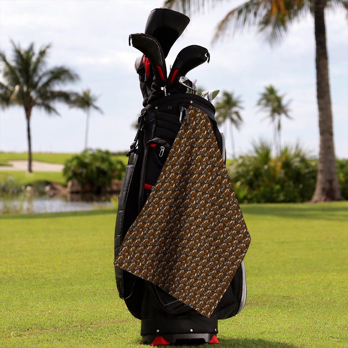 Boxer Middle Finger Golf Towel, Funny Boxer Pattern Golf Towels for Golfer, Golf Gift for Dog Lovers