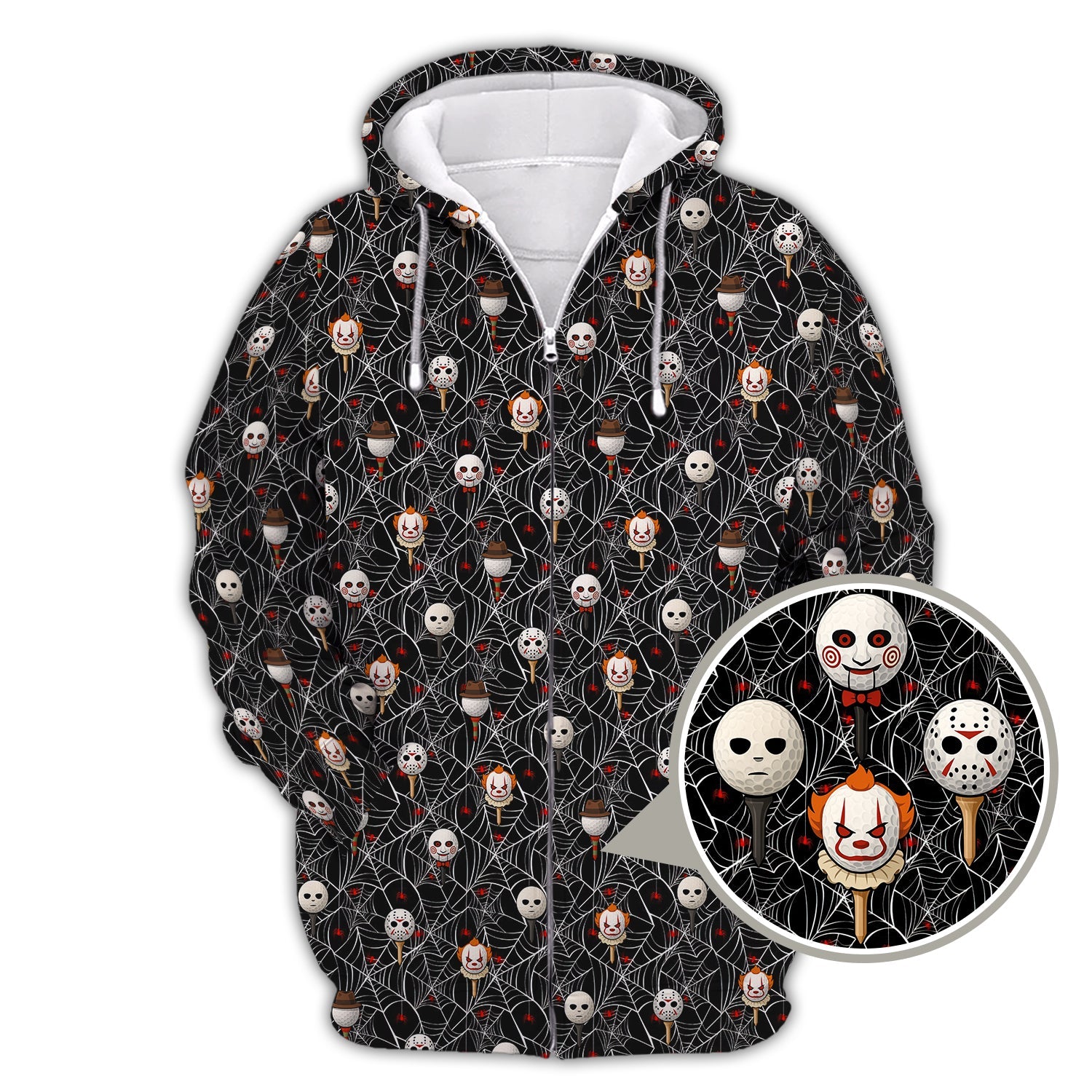 Men's Pattern Golf Shirt, Halloween Golf Shirt For Golfer, Horror Movie Shirt