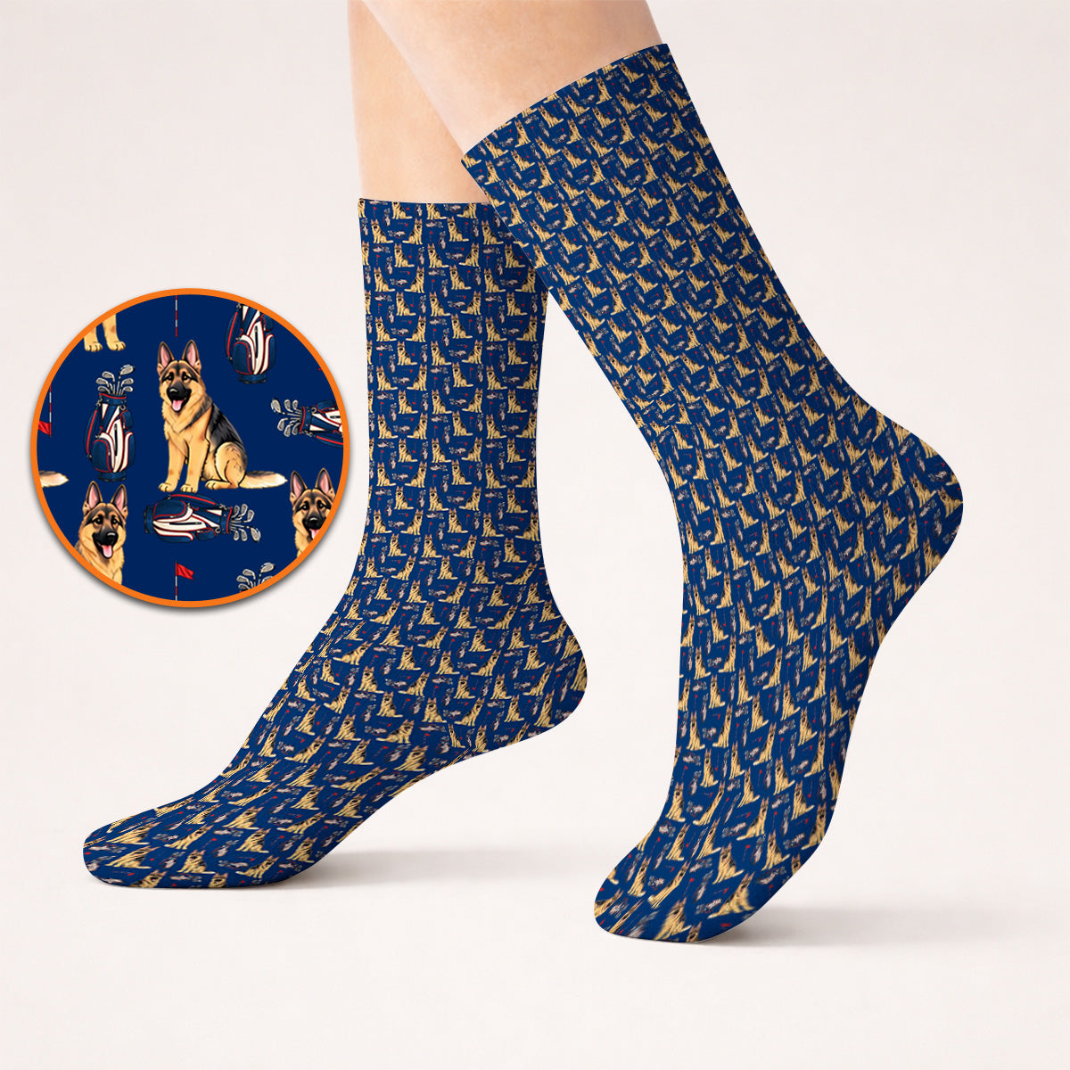 German Shepherd Golf Socks, Funny German Pattern Golf Sock, Golf Gift For Golfers