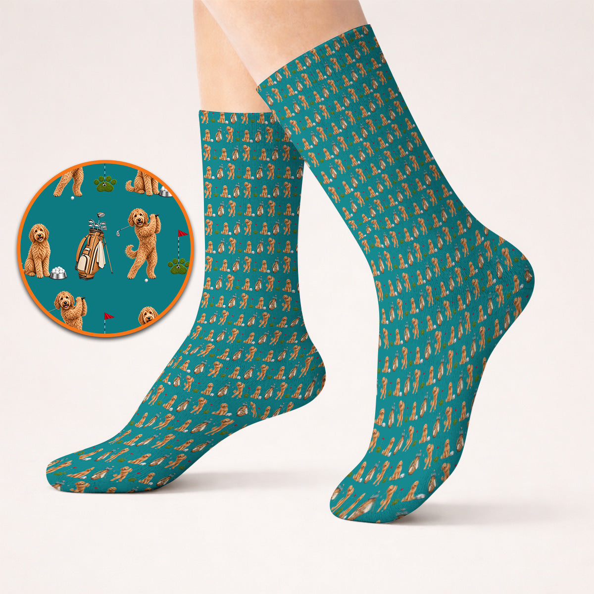Goldendoodle Golf Socks, Dog Pattern Golf Sock, Funny Golf Gift For Golfers