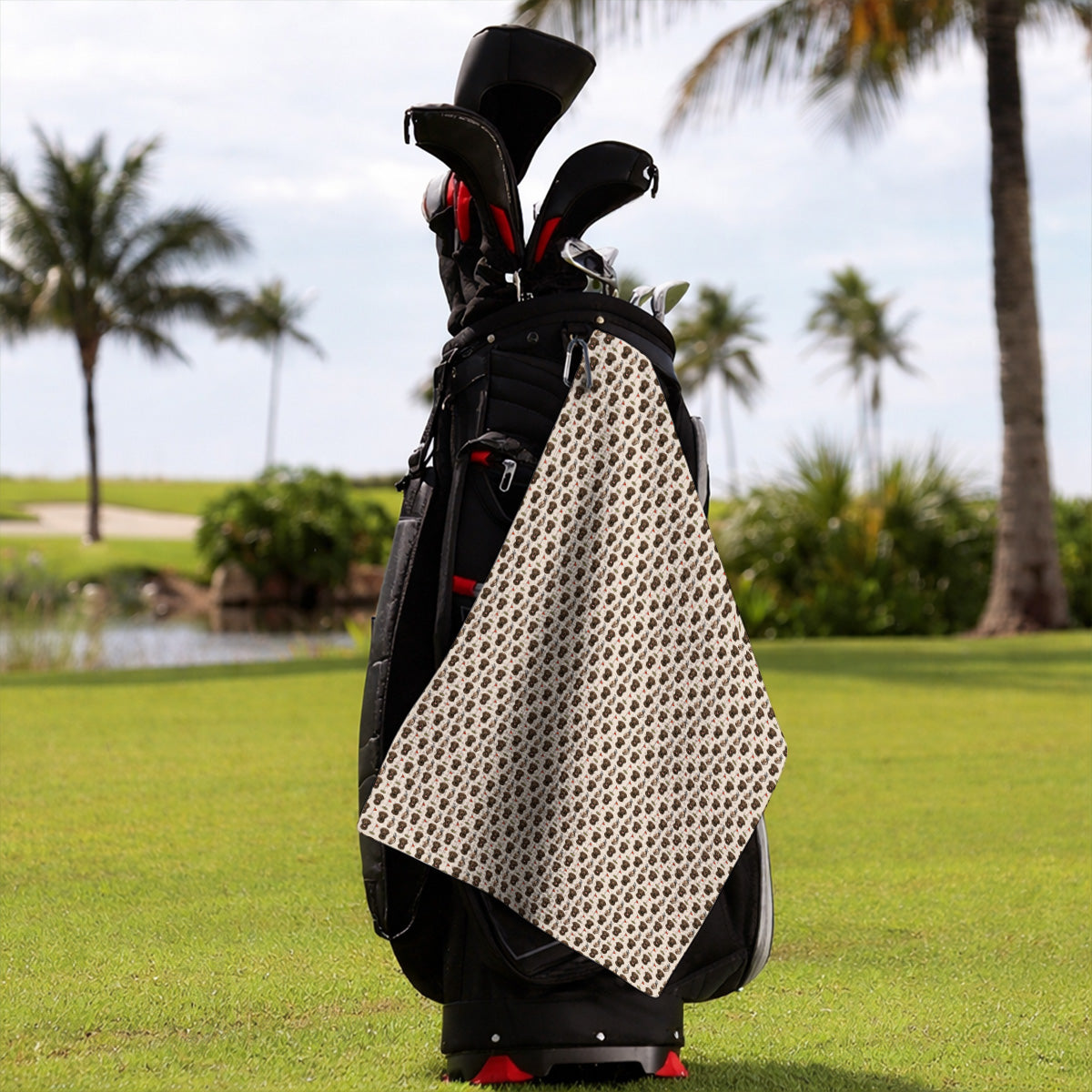 Chocolate Labrador Retriever Golf Towel, Funny Chocolate Lab Pattern Golf Towels, Dog Lover Golf Shirt