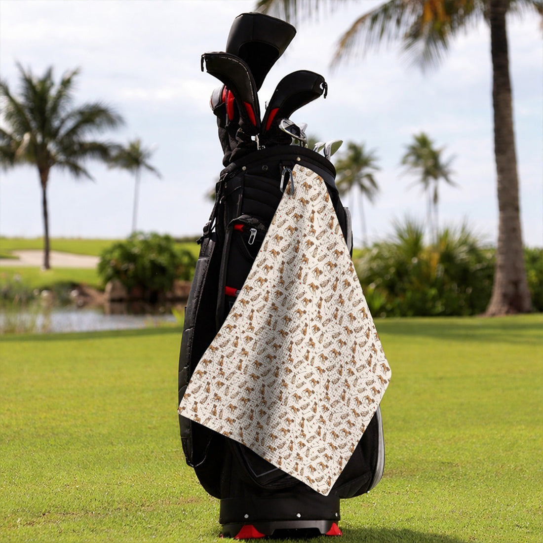Boxer Autumn Golf Towel, Boxer Pattern Golf Towels for Dog Lovers, Crazy Golf Gift for Golfers