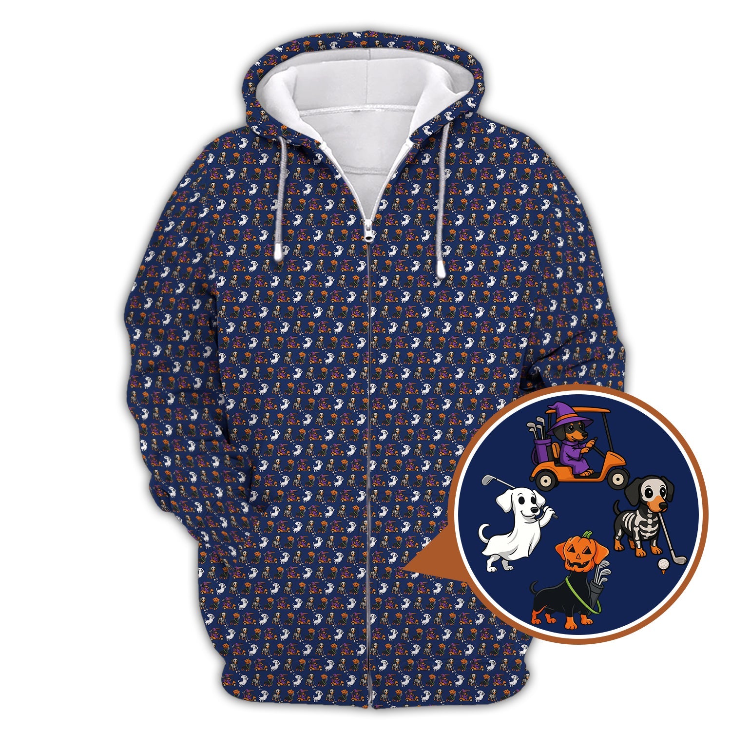 Funny Pattern Golf Shirt, Dachshund Halloween Shirt, Dachshund Golf Shirt For Men