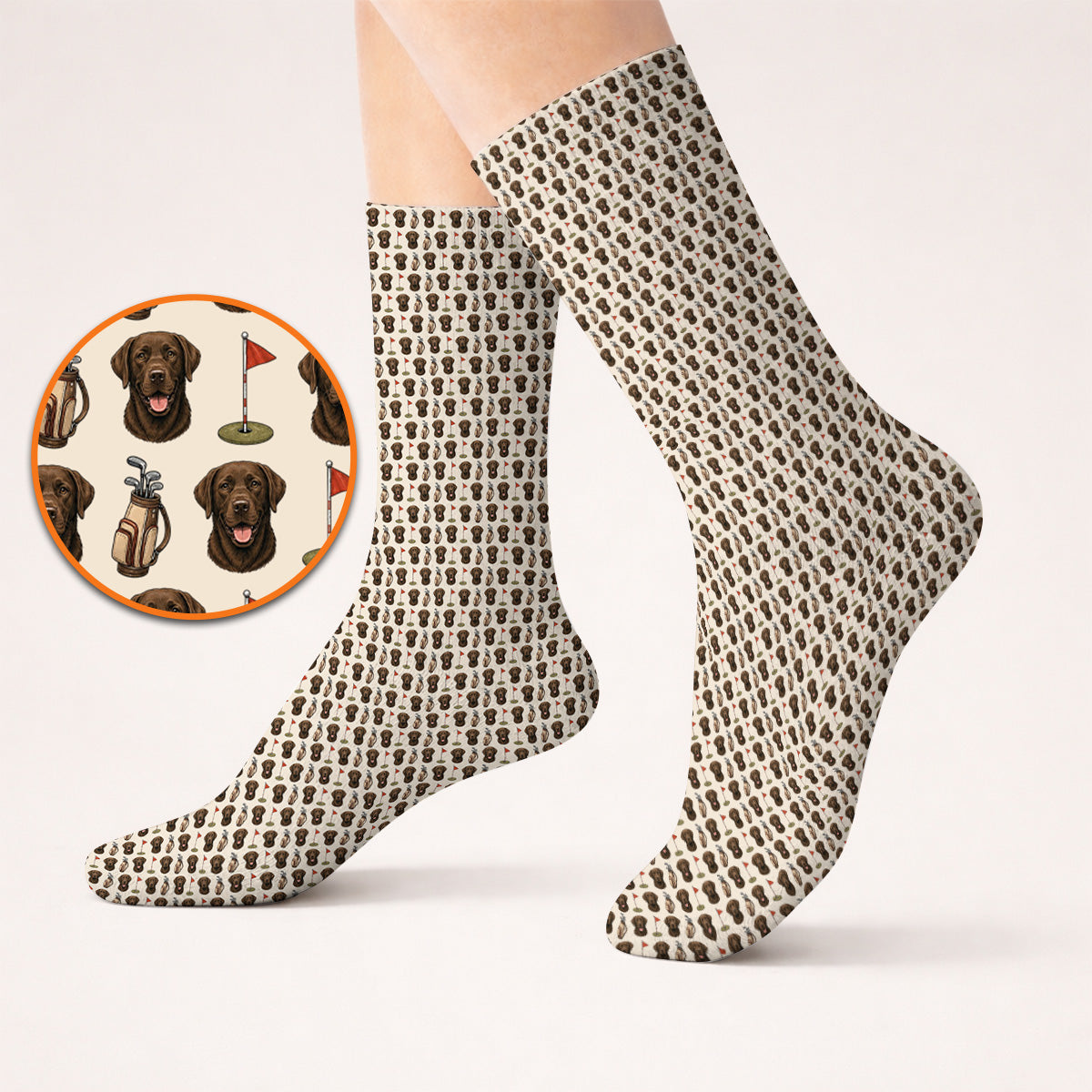 Chocolate Labrador Retriever Golf Sock, Funny Chocolate Lab Pattern Golf Socks, Dog Lover Golf Shirt