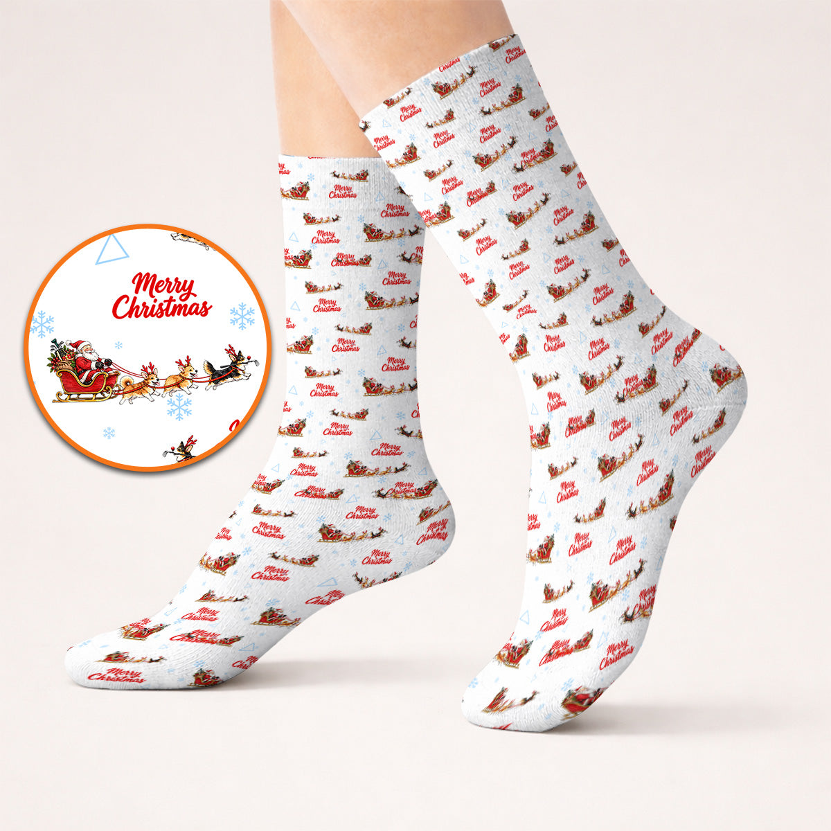 Corgi Christmas Pattern Golf Socks, Funny Corgi Golf Sock, Xmas Golf Gift For Golfers