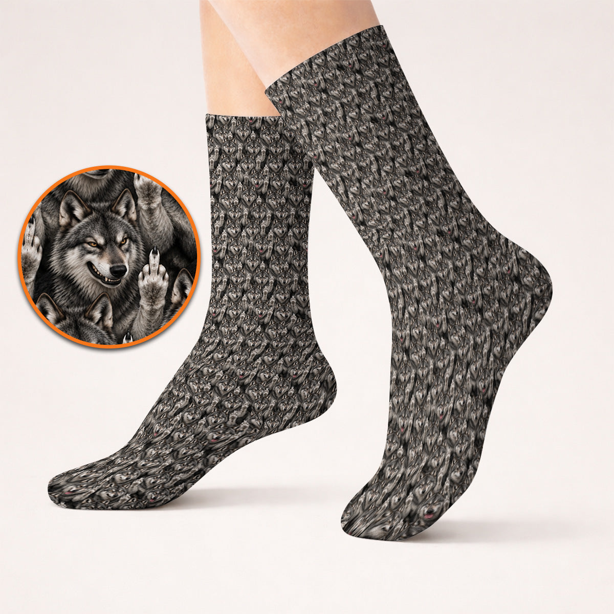 Crazy Wolf Golf Socks, Wolf Golf Pattern Sock, Golf Gift for Golfers