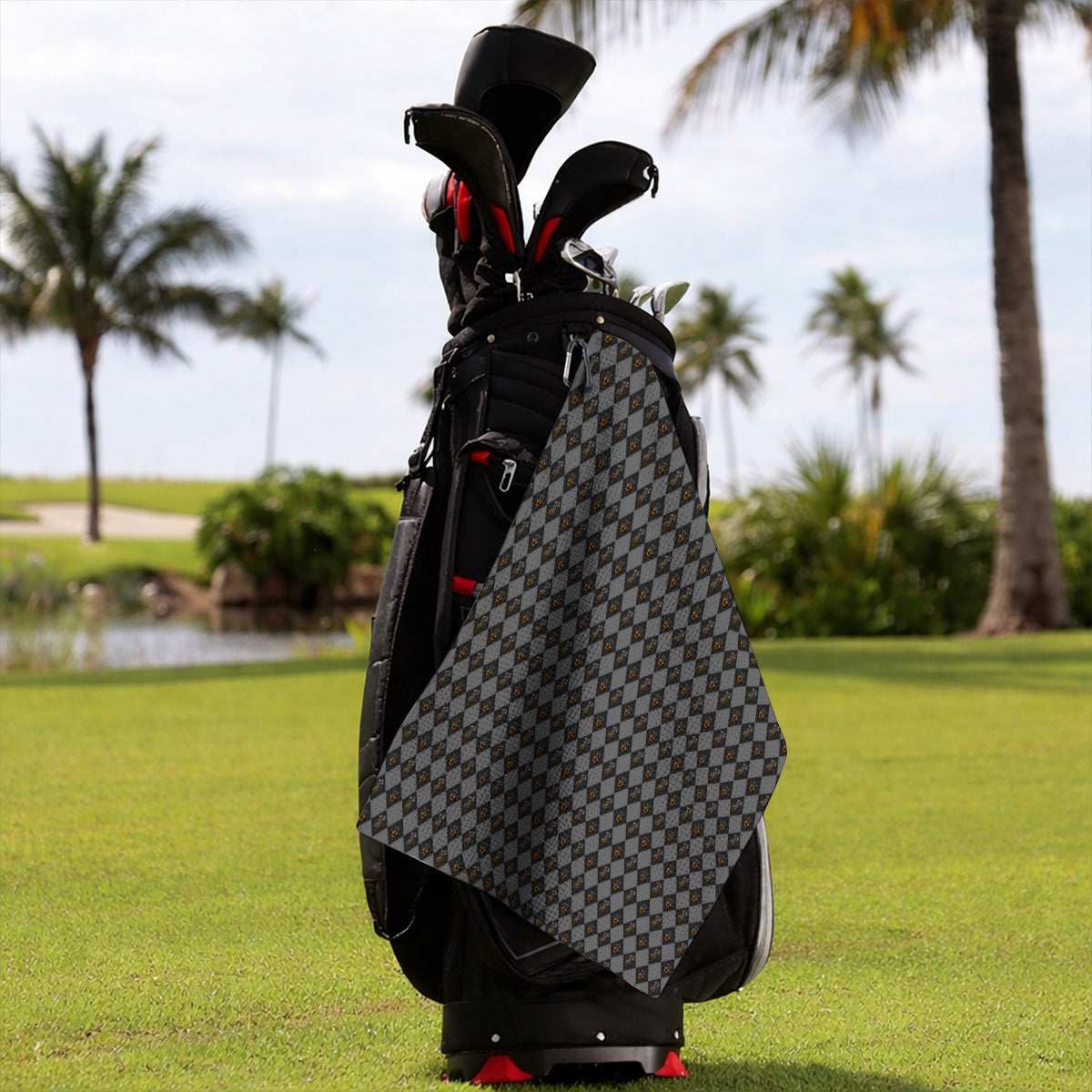 Rottweiler Argyle Pattern Golf Towel, Crazy Rottweiler Golf Towels, Dog Lover Golf Gift